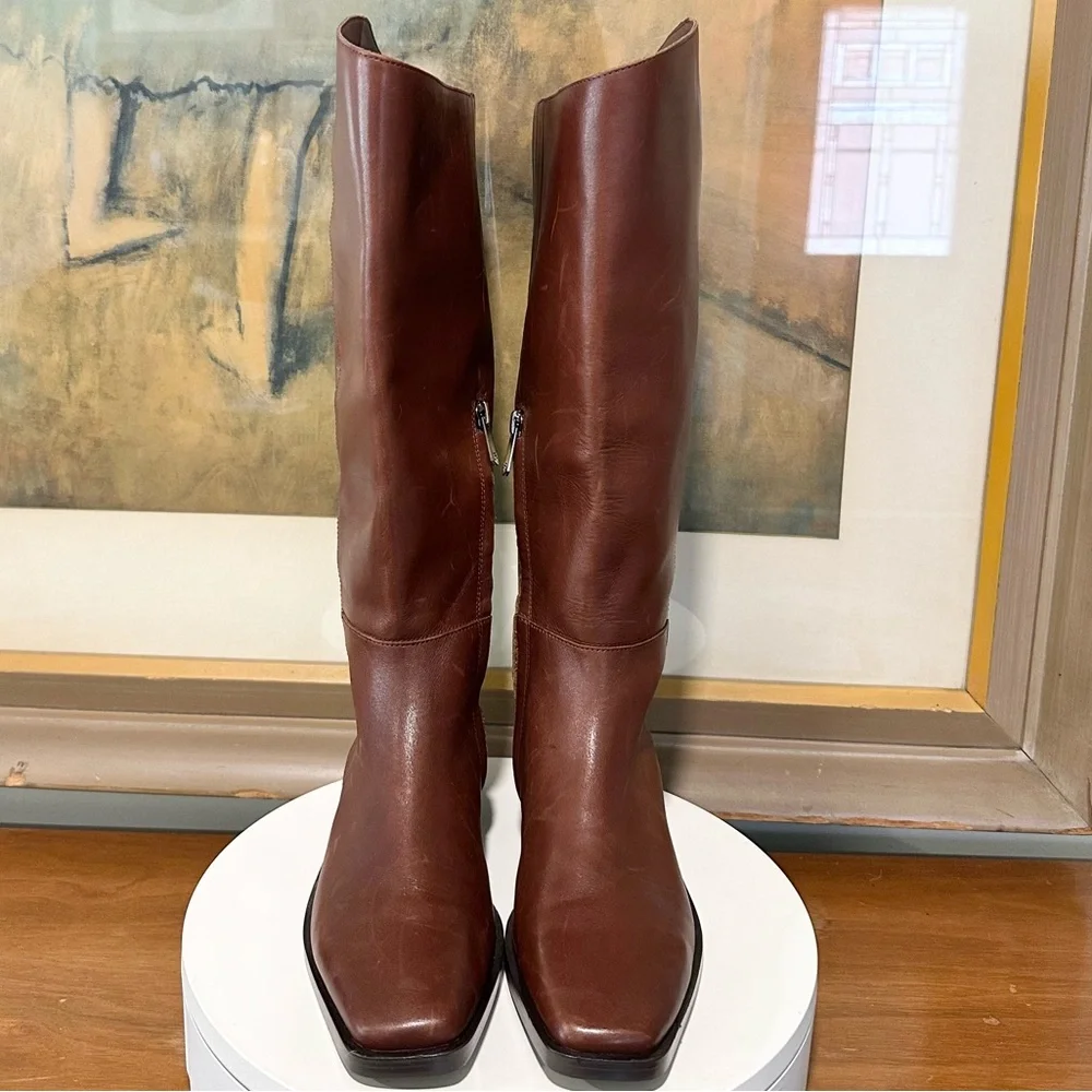 🌸SAM EDELMAN🌸 Cesar Riding Boot Burnt Brandy Leather Size: 6M